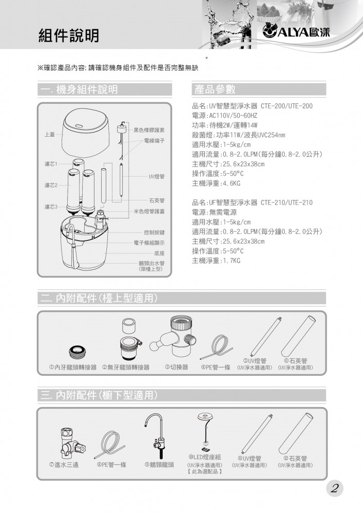 歐漾淨水CTE-200_SuperClean UV智慧型淨水器說明書